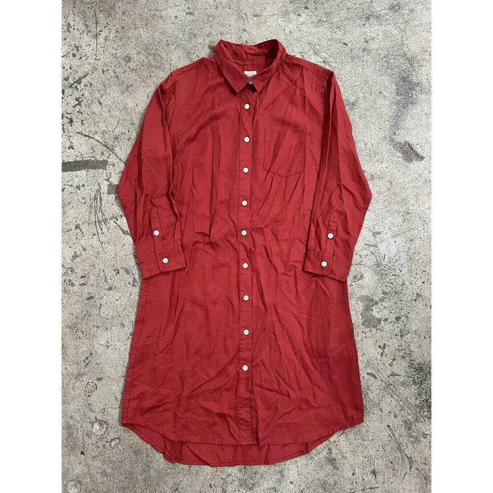 Bridge & Burn Portland Oregon Womens Shirt Dress Button Down Sz S Red‎